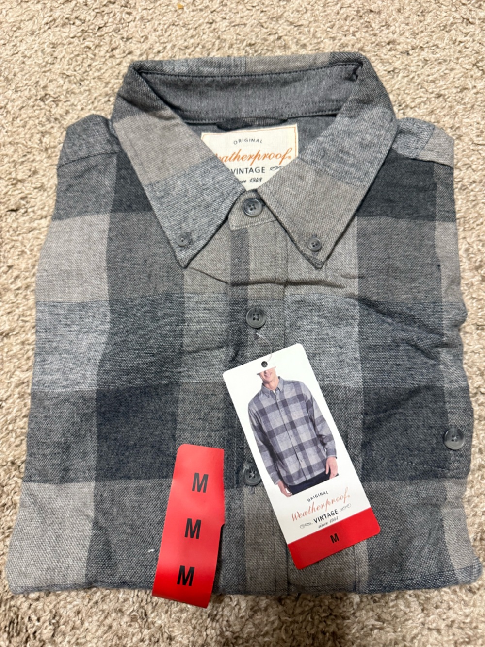 Weatherproof Men’s Gray Plaid Button-Down Shirt